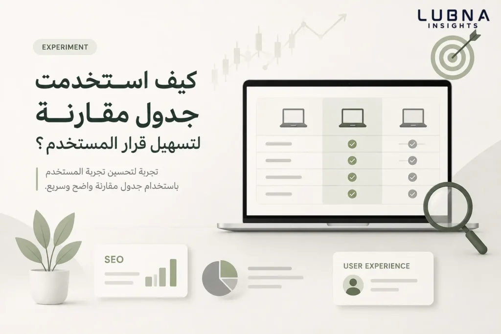 صورة توضيحية لمقال SEO يشرح كيف ساعد جدول المقارنة في تحسين تجربة المستخدم وتسريع اتخاذ القرار داخل مقال تقني عن اللابتوبات